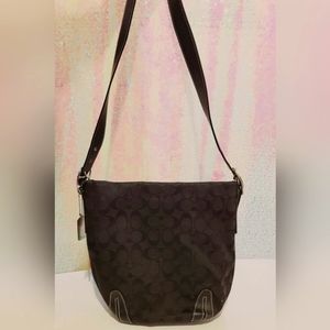 Coach 6076 - Signature Jaquard Leather Shoulder Bag Black - Excellent Condition